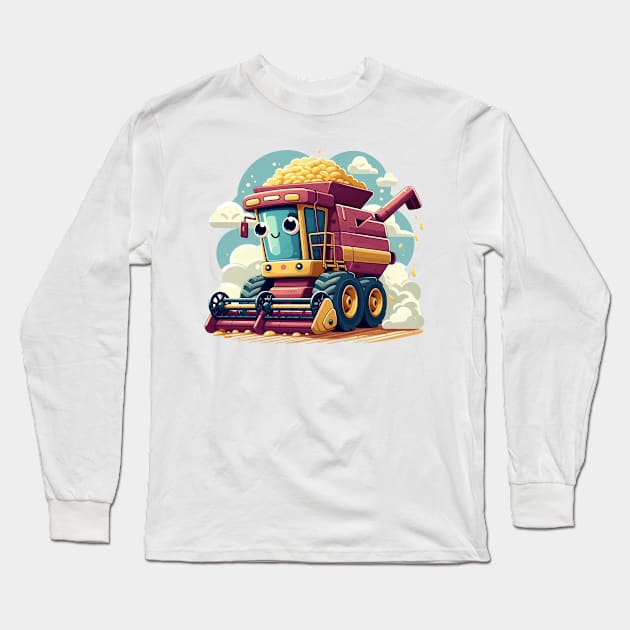 Cute Combine Harvester Long Sleeve T-Shirt by Dmytro